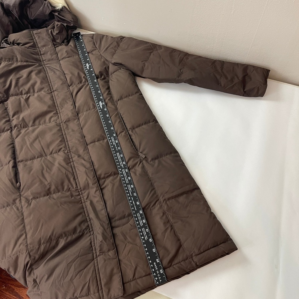 LL Bean Puffer Jacket Womens S Brown Faux Fur Hood Down Gorpcore Outdoor - Picture 6 of 8